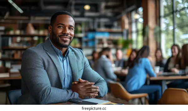 African American Businessman in a Cafe Setting