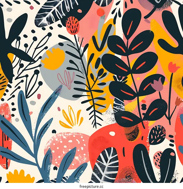 Abstract Floral Seamless Pattern Illustration