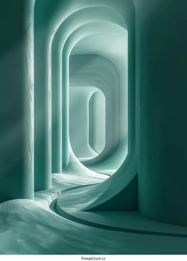 Futuristic Green Archway Corridor