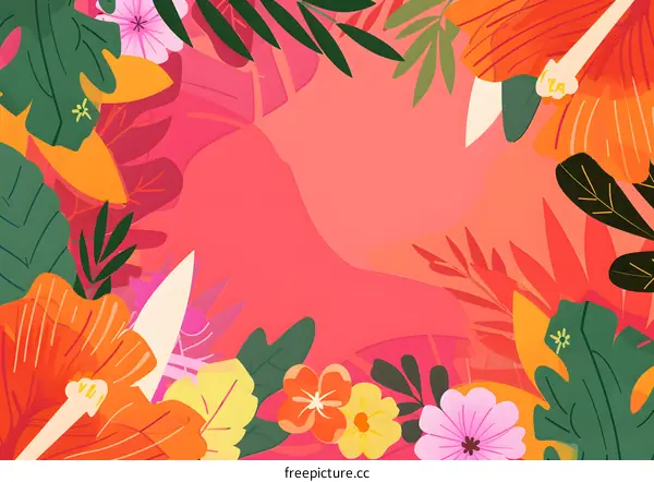 Tropical Flower Background With White Space For Text