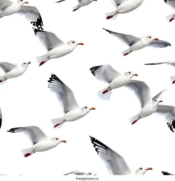 [seamless]Seagulls in Flight Seamless Pattern