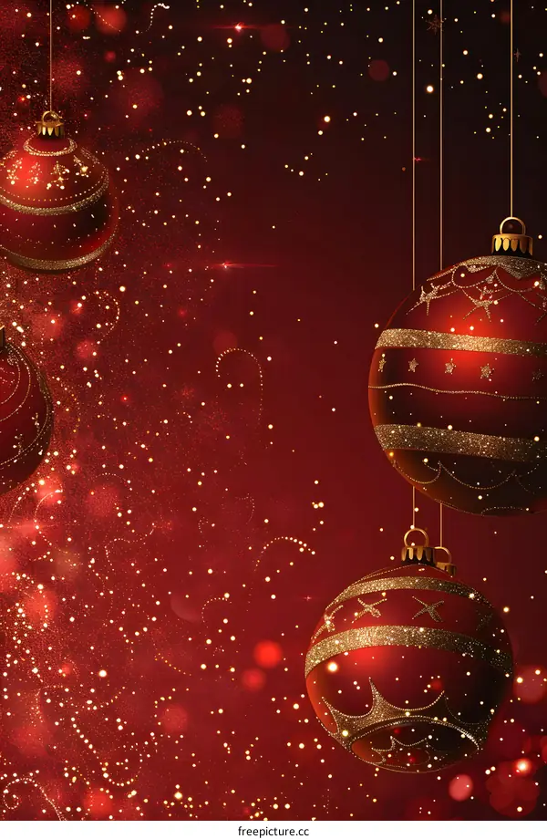 Red background with Christmas decorations