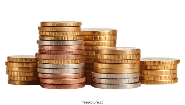 [Transparent Background PNG]Stacked Coins Financial Growth