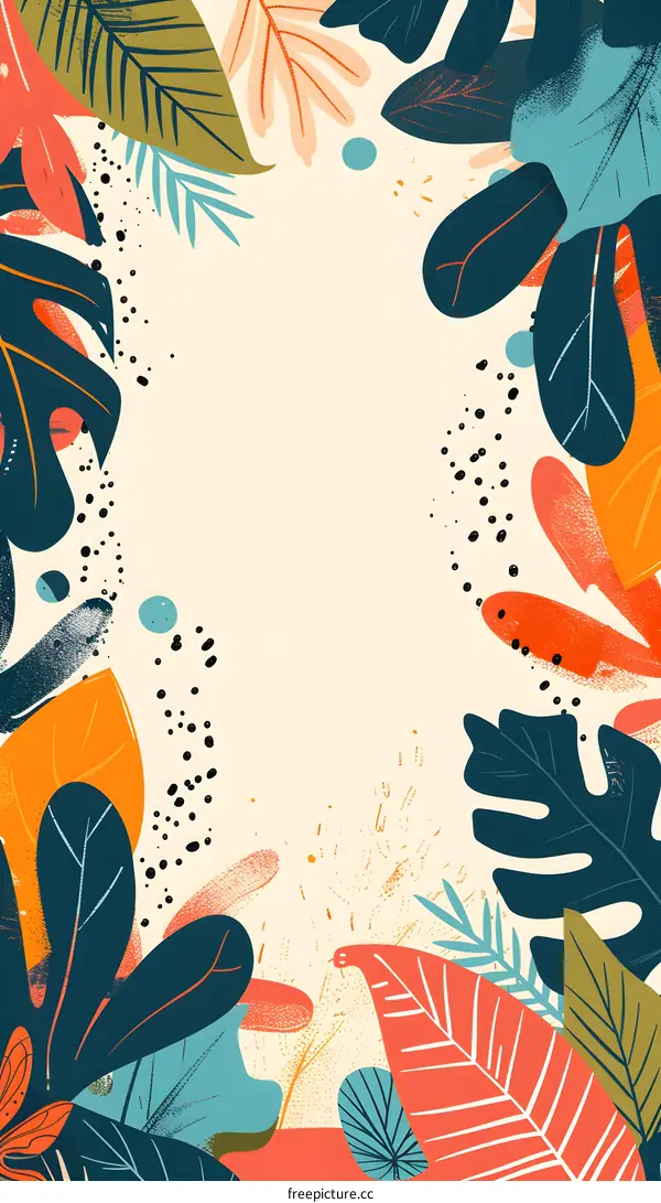 Tropical Leaves Border Illustration