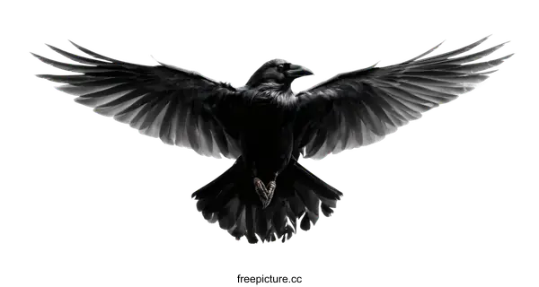 [Transparent Background PNG]Majestic Black Raven in Flight