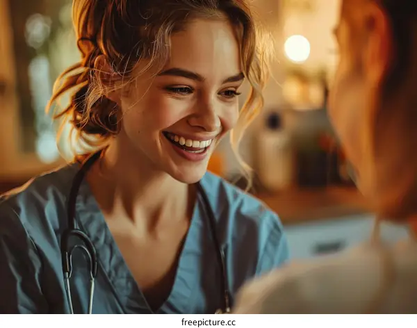Portrait of a smiling female doctor with stethoscope around her neck