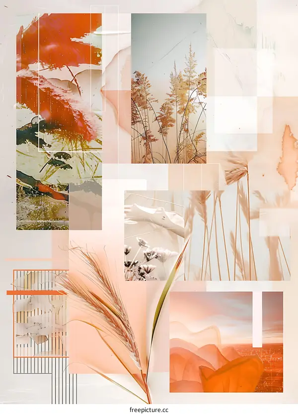 Abstract Collage with Beige and Orange Tones