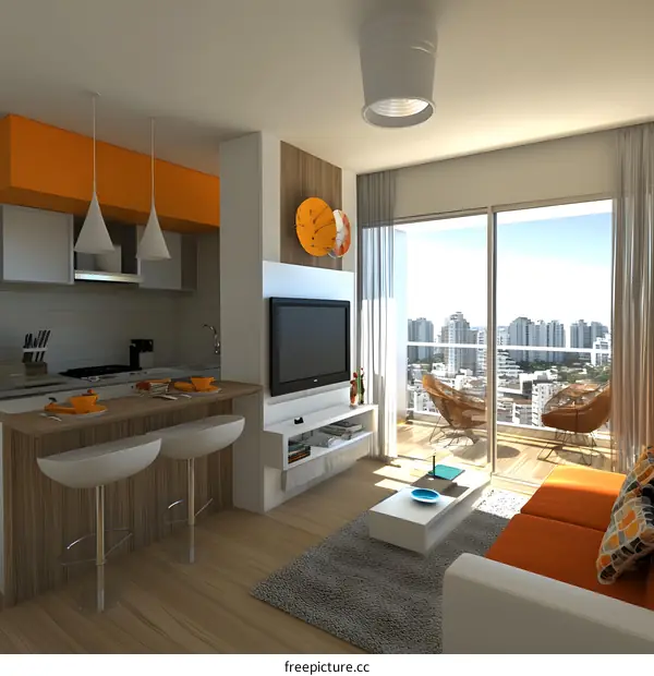 Modern Apartment Interior Design with City View