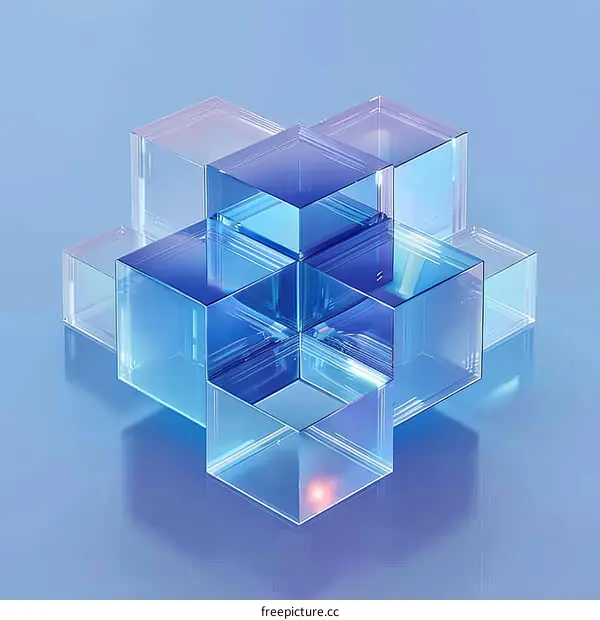 Blue and purple translucent cubes