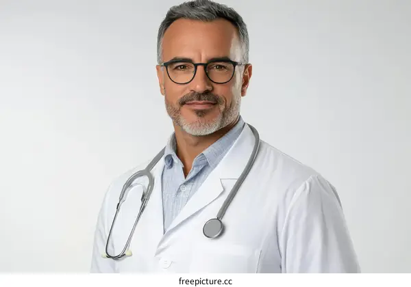 Close-up Portrait of a Caucasian Male Doctor