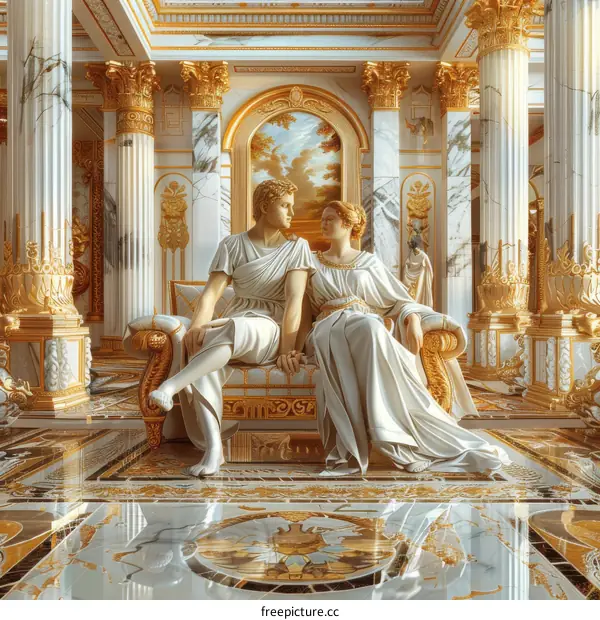 Ancient Roman Statues in Luxurious Interior Design