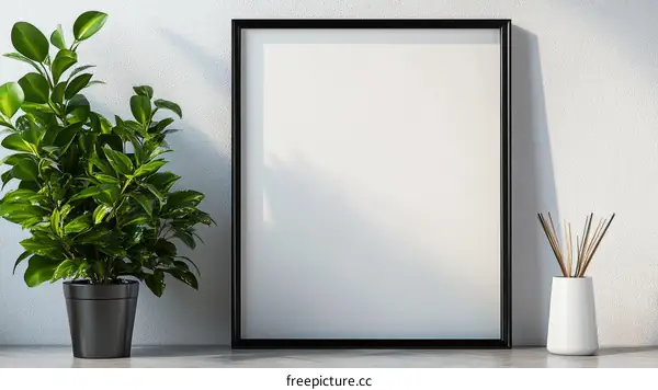 Blank Picture Frame Decorated with Plants