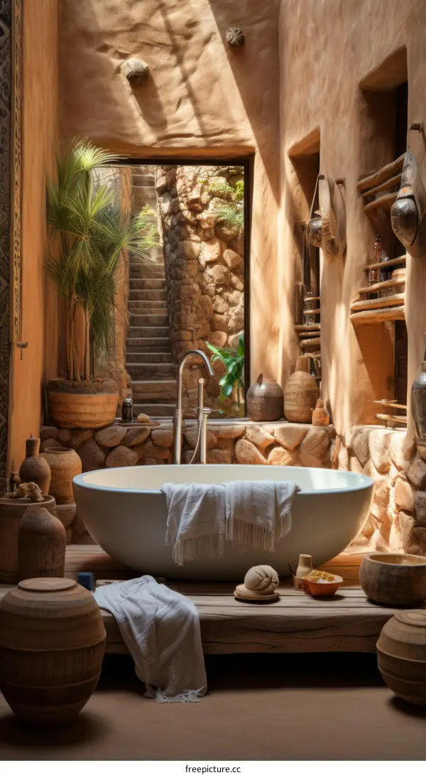 Bathroom with a view of the desert