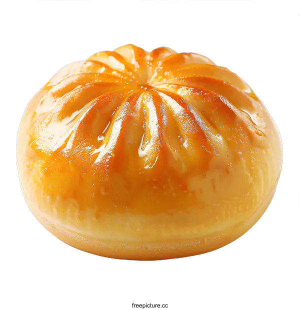 [Transparent Background PNG]Close-up photo of a golden steamed bun