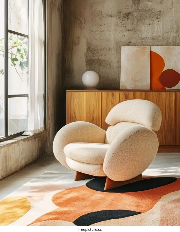 Modern Beige Armchair in a Stylish Living Room