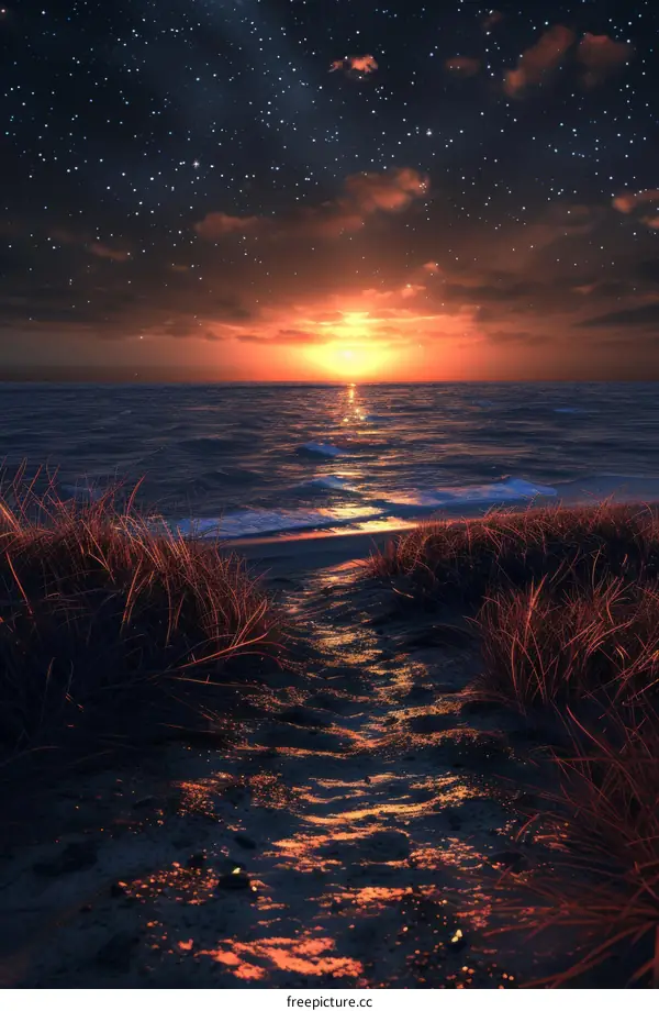 Stunning Starlight Night Sky over Tranquil Beach