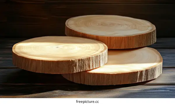 Wooden Round Platters Displaying Natural Wood Grain
