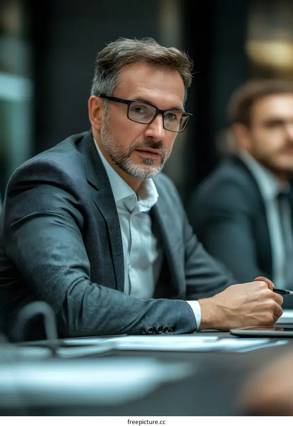 Focused Businessman During a Corporate Meeting