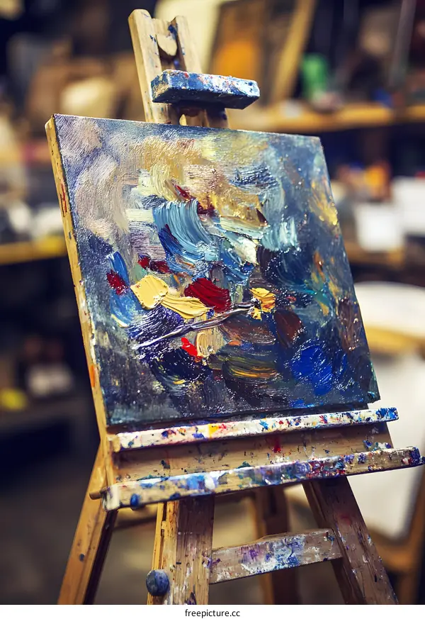 Abstract Oil Painting on Canvas Easel