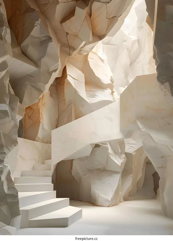 Abstract White Stone Cave Interior Design