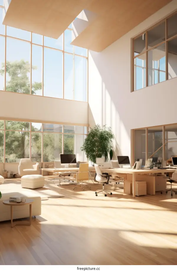 Sunlit Office Workspace