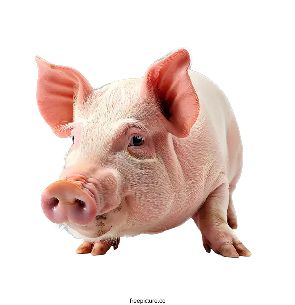 [Transparent Background PNG]A cute pink pig isolated on a white background