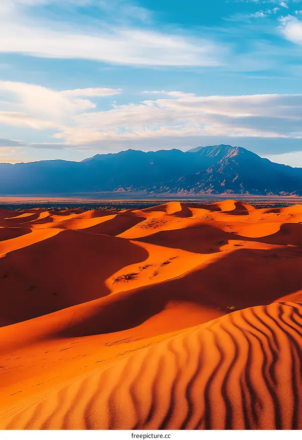 Desert Landscape with Mountains and Blue Sky