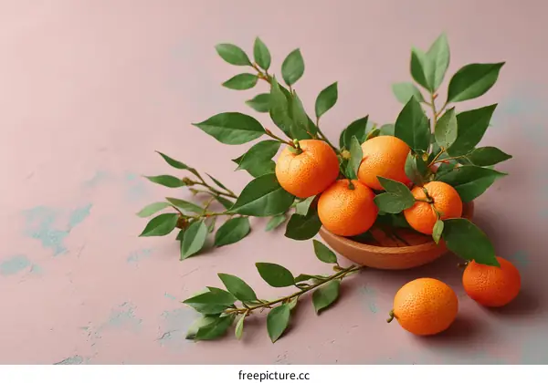 Fresh Mandarin Oranges on a Pastel Background