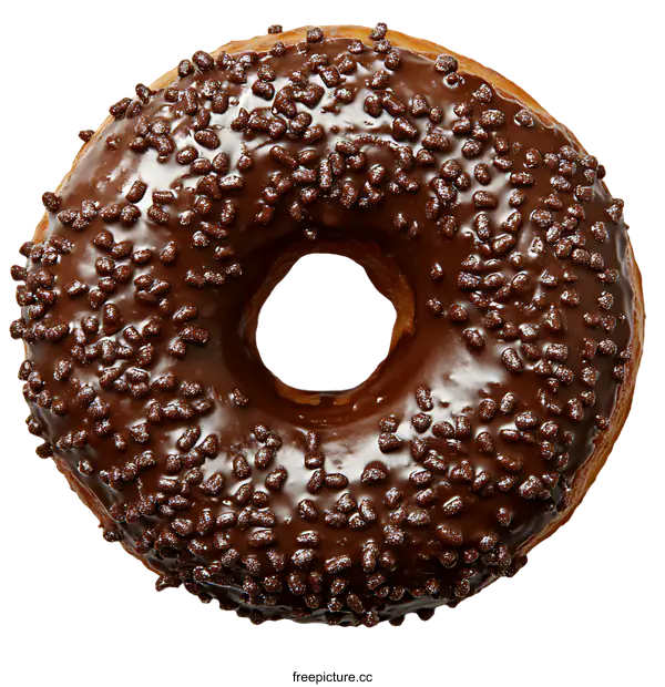 [Transparent Background PNG]Delicious Chocolate Glazed Donut with Sprinkles