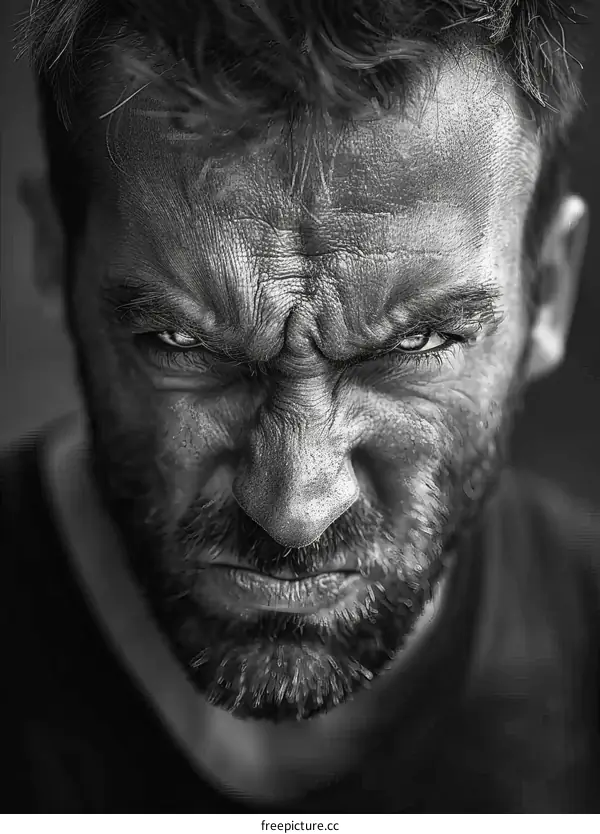 Close-up Portrait of a Man with Intense Expression