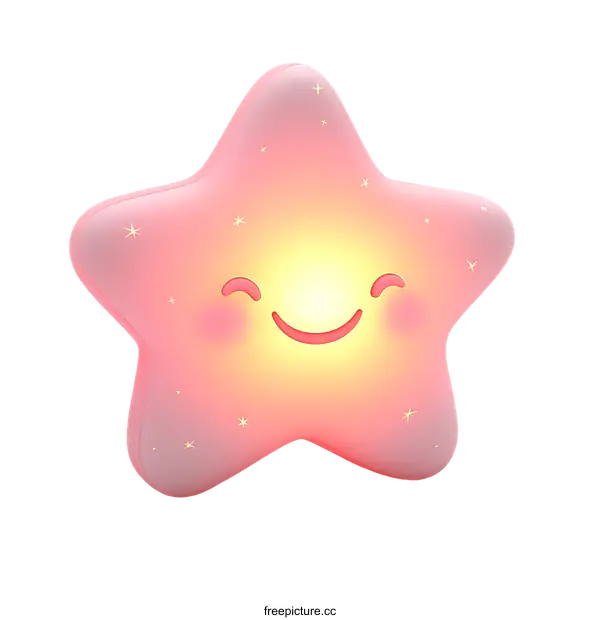 [Transparent Background PNG]Cute Pink Star Night Light