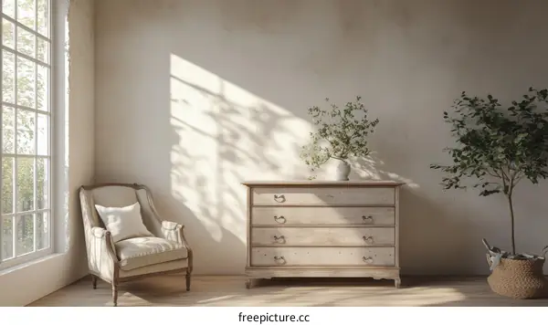 Cozy Vintage Living Room Interior Design Illustration