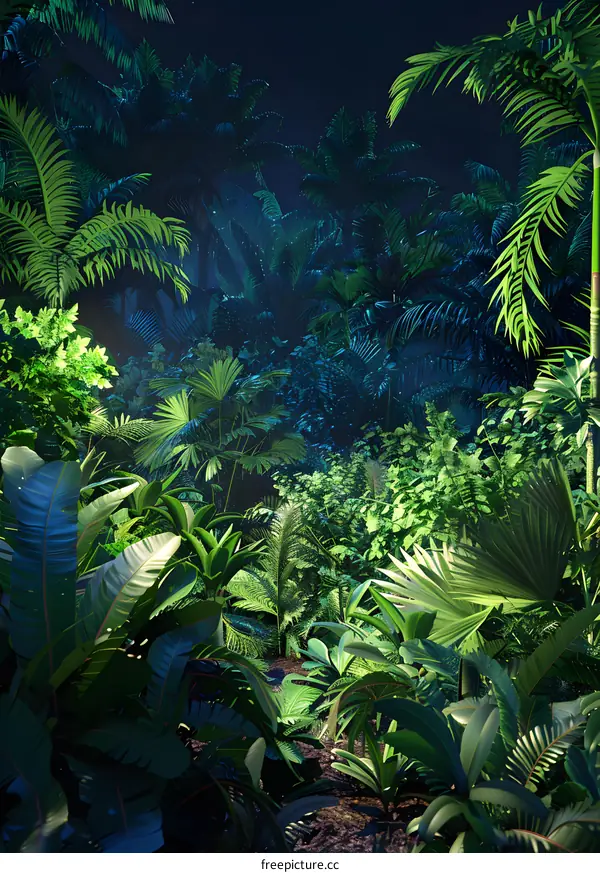 Tropical Rainforest Night Landscape