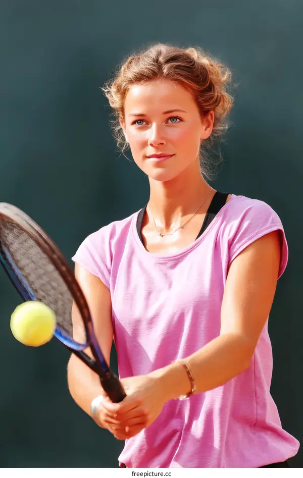 Female Tennis Player in Action