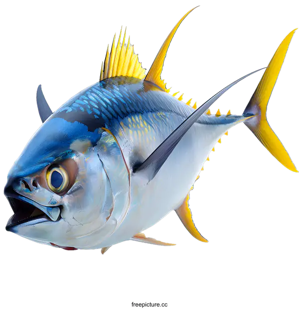 [Transparent Background PNG]Yellowfin Tuna Isolated on White Background