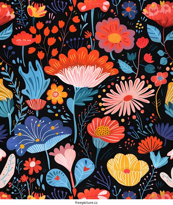 Colorful Floral Pattern Seamless Illustration