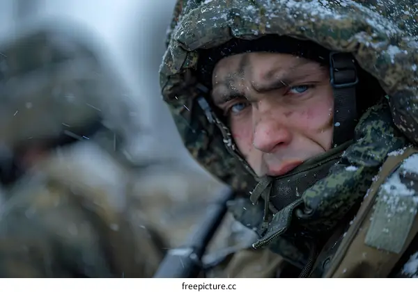Portrait of a soldier in winter gear