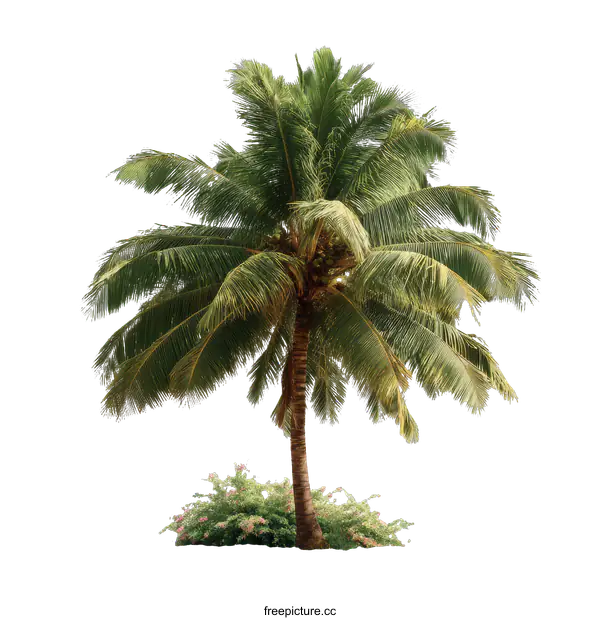 [Transparent Background PNG]Tropical Coconut Palm Tree Isolated on White Background