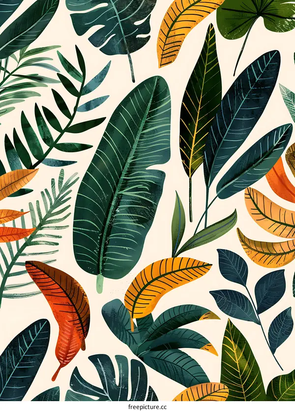 Tropical Leaves Pattern Illustration