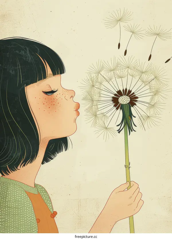 Girl Blowing on Dandelion