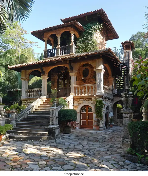Beautiful stone house with balcony