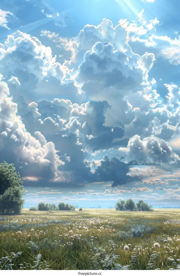 Stunning White Clouds in a Blue Sky