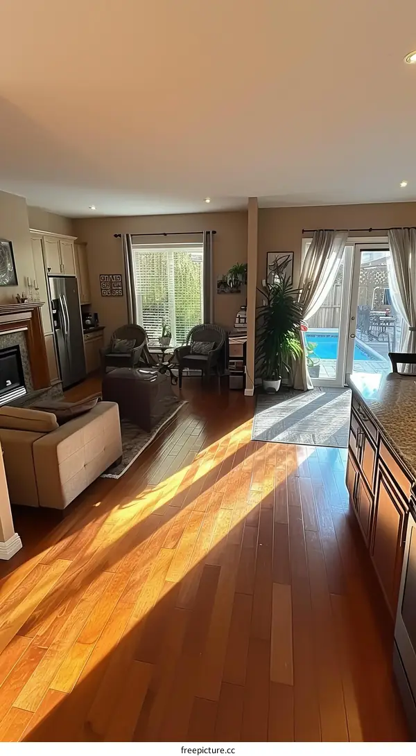 An Open Concept Home with Kitchen, Dining Area, and Living Room