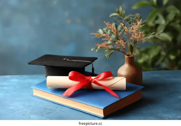 Graduation Diploma and Graduation Cap