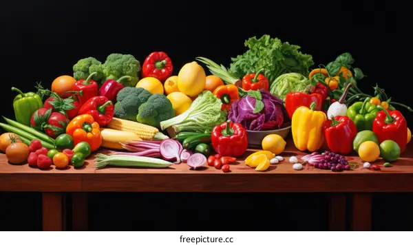 Vibrant and Realistic Vegetable and Fruit Still Life Oil Painting