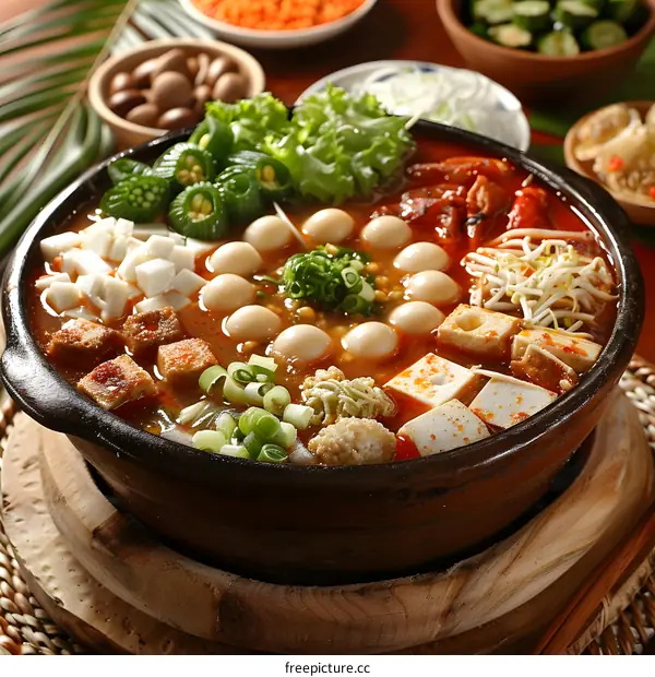 Spicy Tofu and Egg Hot Pot with Vegetables