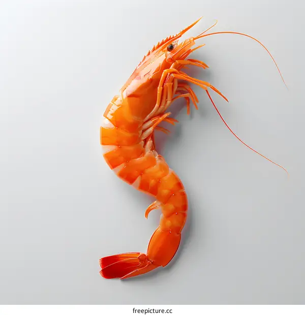 Freshly Cooked Prawn on White Background