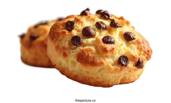 [Transparent Background PNG]Close Up of Delicious Chocolate Chip Scones
