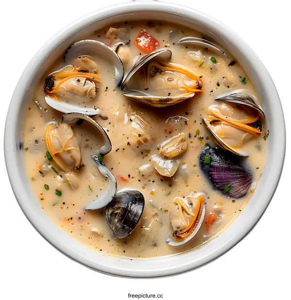 [Transparent Background PNG]Bowl of Clam Chowder Soup