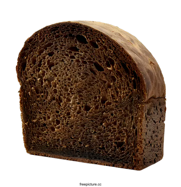 [Transparent Background PNG]Freshly Baked Dark Rye Bread Slice